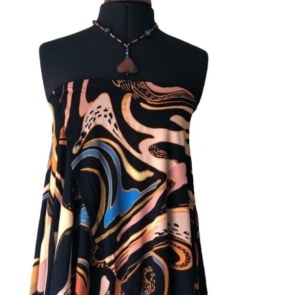 Free People Brown & Blk Strapless Tunic Top Sz XS - Picture 1 of 16